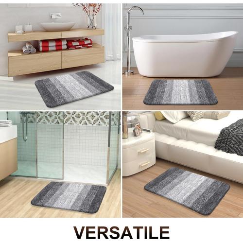 OLANLY Bathroom Rugs Mat 30x20, Extra Soft Absorbent Microfiber Bath Rugs, Rubber Backing, Quick Dry, Machine Washable Bath Mats for Bathroom Floor, Tub and Shower, Home Decor Accessories, Grey