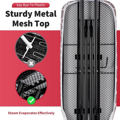 Full Size Ironing Board 57 L X15 W, Large Wide Sturdy Ironing Board with Iron Rest, Foldable Adjustable Iron Board with Heat Resistant Cover, Enhanced Stability (Black Gray)