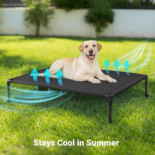 Size 42x30 Color beige  Outdoor Elevated Dog Cot Bed, Cooling Raised Pet Bed for Large Dogs, Washable Breathable Mesh Hammock Bed with No-Slip Feet, Indestructible Ground Off Training Platform Cot-42x30 Beige Coffee