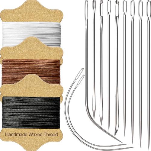 VONEEDL Upholstery Repair Kit: Waxed Sewing Thread (3 Colors) & Heavy Duty Needles (11 PCS) for Leather, Canvas & Quilting Thread