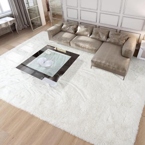 Size Large Soft Modern Indoor Large Shaggy Rug for Livingroom Bedroom Dorm Kids Room Home Decorative, Non-Slip Plush Fluffy Furry Fur Area Rugs Comfy Nursery Accent Floor Carpet Ivory
