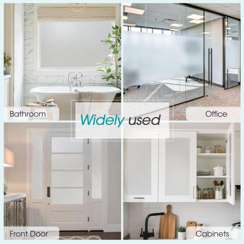 Coavas Window Privacy Film Frosted Glass Static Clings, Decorative Bathroom Door Window Covers Day and Night, Heat UV Blocking Anti-Glare Frosting Stickers for Christmas, 11.8 x 78.7 Inch, Pure