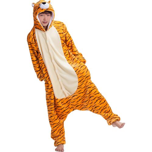 JJEUWE Adult Tiger Suit Pajamas Kigurumi Hoodie Jumpsuit Playsuit Large