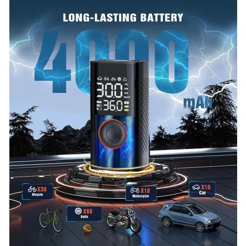 Tire Inflator Portable Air Compressor Portable Cordless Mini Air Pump with Digital Pressure Gauge Inflater 150PSI 3X Fast Inflation Auto Shutoff Large Battery Tires Pump for Cars Motors Bikes Balls