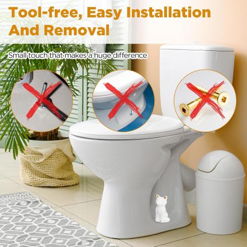 2 Pcs Toilet Bolt Caps, Ceramic Toilet Bolt Covers Decorative Cute Animals Home Bathroom Decor for Easy installation Avoid Rusting(White,Cat)