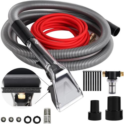 【Upgrade Hard Bristle Brush】Better Extractor Hose Kit for Shop Vac, with 10FT Hoses and 25 FTWater Pipes, Thick transparent shell, Turns Vacuum Cleaner into Carpet Cleaning Machine,2-Year Warranty