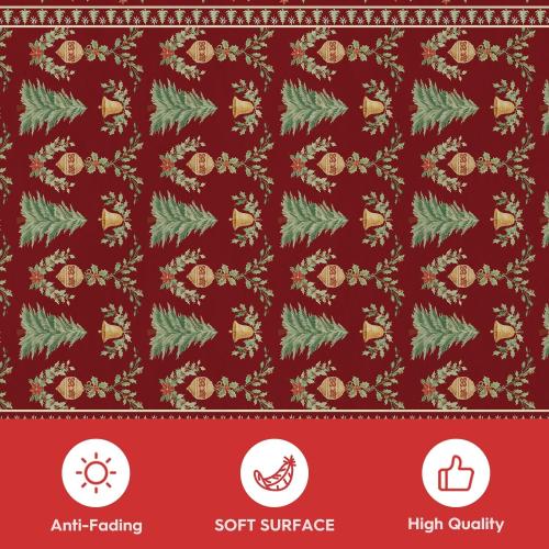 Artoid Mode Red Xmas Tree Mistletoe Christmas Area Rug, Winter Home Decor Low-Profile Non-Slip Washable Large Rug for Living Room Bedroom Farmhouse Dining Room Kids Playroom 2x3 Feet