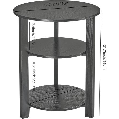Farmhouse 3-Tier Round Side Table,17.7*21.7inch End Table with Open Storage,Modern Couch Accent Table Circular Nightatand for Living Room,Bedroom,Office,Wooden Table for Narrow and Small Spaces,white