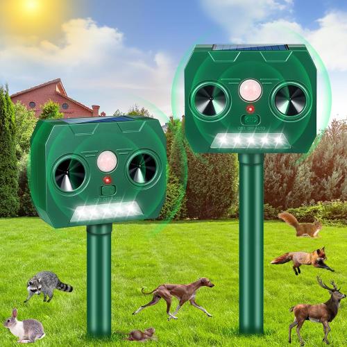 2025 Solar Ultrasonic Animal Repellent, Cat Repellent Outdoor, Deer Repeller Squirrel Deterrent with Motion Detection Suitable for Dog Rabbit Raccoon Coyote, Skunk Repellent for Yard(2Pack)