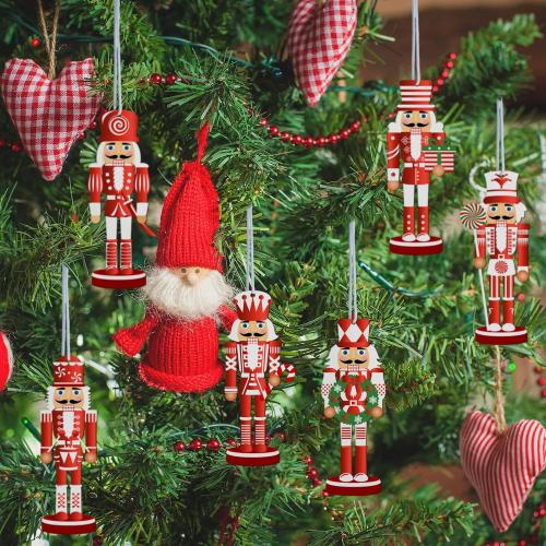 36 Pieces Christmas Nutcrackers Decorations Nutcracker Ornaments Wooden Hanging Christmas Decorations Nutcracker Figures(Candy Style)