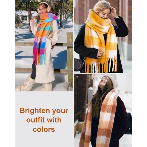 Colorful Winter Scarf for Women - Warm Chunky Blanket Scarves,Trendy Christmas Gifts & Stocking Stuffers for Women