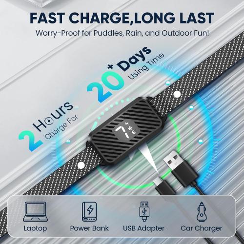 Dog Bark Collar for Large Medium Small Dogs, Effective No-Bark Collar, Smart Barking Collar, Rechargeable Bark Collar with 7 Sensitivity, 3 Modes, IP67 Waterproof, Blue Black, 2 Pack