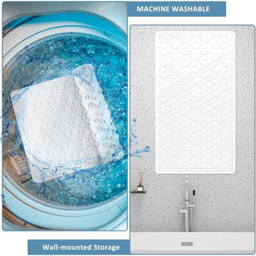 Non Slip Bathtub Mat | Real Rubber Bath Mat for Tub and Shower, Shower Mat for Daily Safety, Pet Dog Mat, Soft No-Slip Bath Mat | Nonskid Bathroom Tub Mat, 16” x 28”（White）