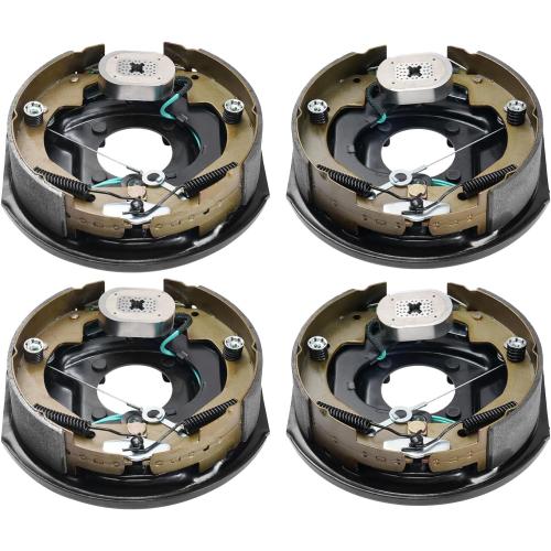 VEVOR Electric Trailer Brake Assembly, 10 x 2-1/4, 2 Pairs Self-Adjusting Electric Brakes Kit for 3500 lbs Axle, 4-Hole Mounting, Backing Plates for Brake System Part Replacement (2 Right   2 Left)