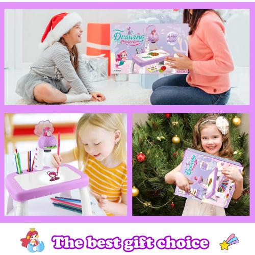 Hoarosall Drawing Projector for Kids, Drawing Board Pad, Color Pens, Pencils, Crayons, Scrapbook etc,Tracing Projector, Ideal Toy for 3  Year Old Girls (Mermaid Kit)