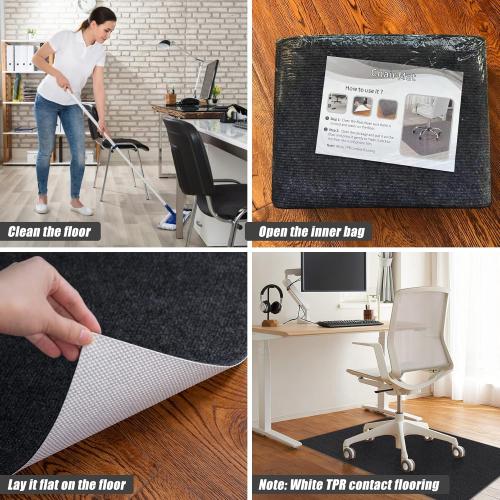 Sycoodeal Office Chair Mat for Hardwood Floor,Office Computer Gaming Chair Mat for Tile Floor,Large Floor Protector Rug,Anti-Slip,Easy to Clean,Pure Black(48x55)