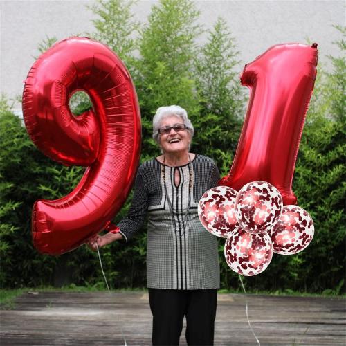 Red Number 1 Balloons, 40 Inch Large Foil Number Balloons Set 0-9 for Women, Self Inflating Digital 1 Helium Balloon for Girls Boys 1st Age Birthday Anniversary Party Decorations Photo Shoot Supplies