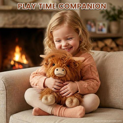 SuzziPals Weighted Highland Cow Stuffed Animals, Microwavable Heating Pad | Period Cramps Relief, Lavender Scented, hyland cow stuffed animal, Stress Relief, Bedtime Companion, Cow Gifts for Women Kids