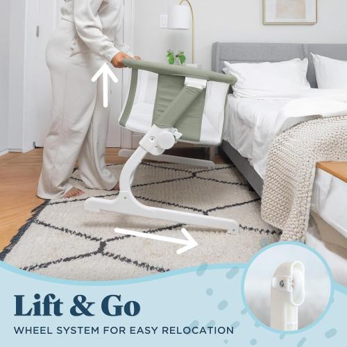 Baby Delight Beside Me™ Dreamer Bassinet | Bedside Sleeper & Baby Bassinet | 8-Position Height Adjustment | 100% GOTS Certified Organic Cotton Fabric | Organic Sage