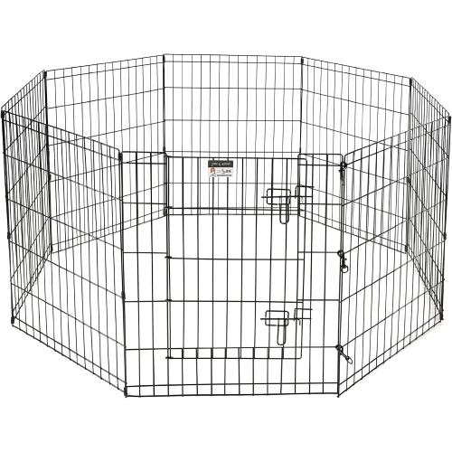Dog Playpen - Foldable Metal Exercise Puppy Play Pen with 8 24x30in Panels - Indoor/Outdoor Pen with Door for Dogs, Cats or Small Animals by PETMAKER