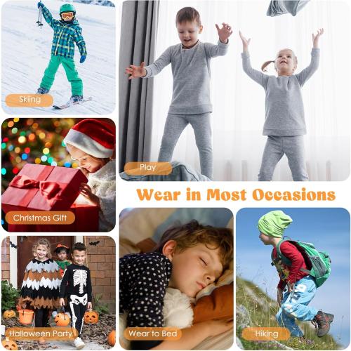 2-T Zando Toddler Thermal Underwear Set for Kids - Winter Base Layer Long Johns for Boys Girls Long Underwear for Skiing 2-6T
