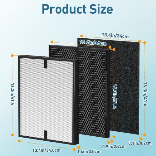 12 Pack 3000 Air Replacement Filter, Compatible with Air Doctor 3000, 3000M, 3000Pro Air Puri-fier, 2 H13 True HEPA, 2 Activated Carbn and 8 Extra Carbn Pre-Filters
