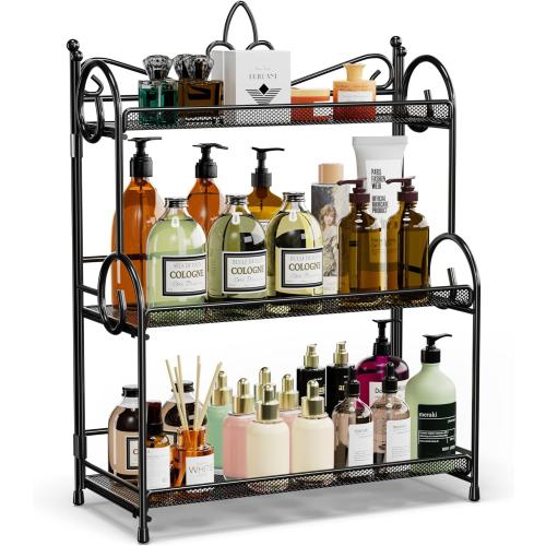 Bathroom Organizer Countertop - 3 Tier Spice Rack Organizer, Counter Organization and Storage for Bathroom, Kitchen, Bedroom, Offices, Foldable