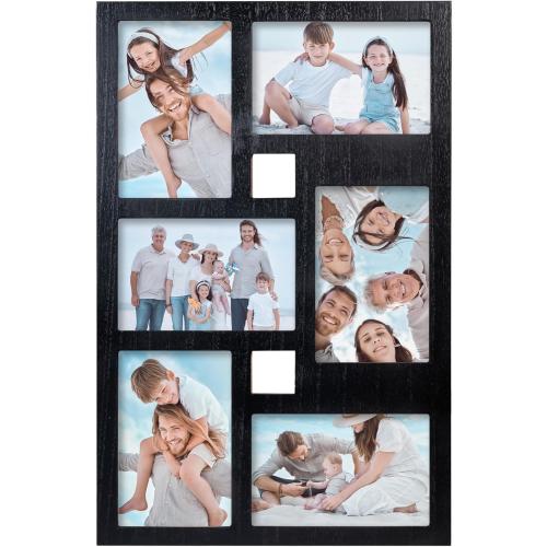 4x6 Collage Picture Frame Family Photos Display - 6 Openings Collage Picture Frame for Wall and Tabletop Display Black Picture Frames Set Ideal for Home Decorating Family Gifts