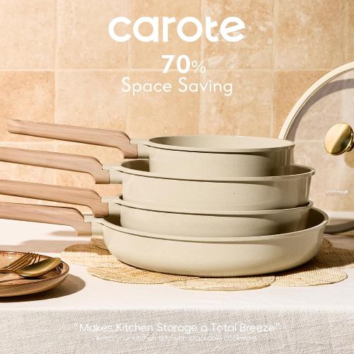 CAROTE 22pcs Ceramic Cookware Sets, Pots and Pans Set