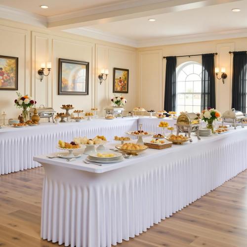 White Spandex Tablecloths for 6 Foot Rectangle Tables, Wrinkle Free Stretchy Table Cloths 6ft Fitted Table Cover DeskSkirt for Weddings Birthday Party Banquet Baby Shower