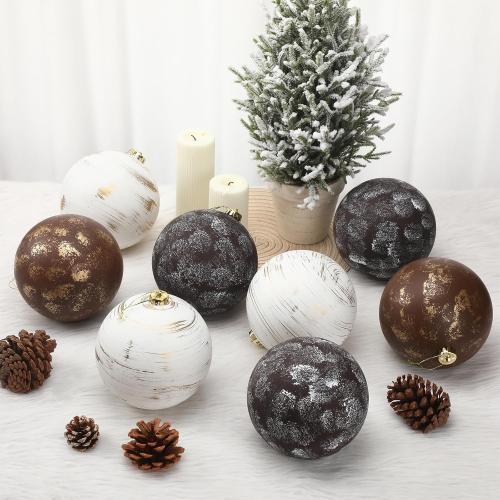 8 Pcs 6 Inch Large Neutral Textured Christmas Ball Ornaments Rustic Hanging Xmas Tree Decoration Vintage Rusty Copper Brown Decor for Farmhouse Modern Christmas Indoor Outdoor Home