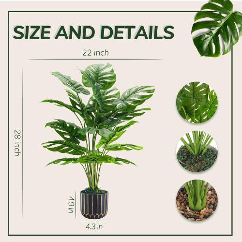 Der Rose 28'' Fake Plants Tall Artificial Monstera Faux Plants Indoor for Living Room Home House Decor