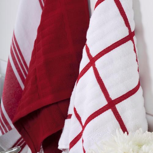 All-Clad Checked Kitchen Towel: Highly Absorbent, Super Soft Long Lasting - 100% Cotton, 17x30 Tea Towel for Cleaning & Drying Dishes, Pans, Glassware, or Countertops, (3-Pack), Chili