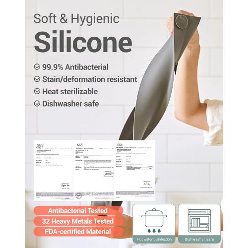 Size 23 inches Color Grey 100% Premium Silicone Kitchen Sink Splash Guard - Non Slip Strong Suction, Durable, and Easy-to-Clean Splash Protector for Mess-Free Cooking and Dishwashing (Gray)