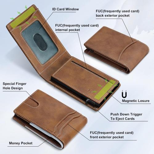 furid Card Wallet For Men Slim: Smart Rfid Minimalist Front Pocket Pop Up Wallet with ID Window - Gifts for Husband Father at Birthday Anniversary