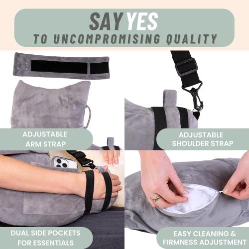 MOYOAMA Post Shoulder Surgery Pillow for Sleeping – Left/Right Arm Support with Adjustable Straps & Custom Firmness for Restful Recovery – Rotator Cuff, Bursitis, & Frozen Shoulder Pillow Post Surgery