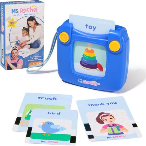 Ms. Rachel Official First Words Talking Flash Cards with Electronic Reader, 100 Words, Educational Toys & Toddler Toys for Girls & Boys Ages 1-2