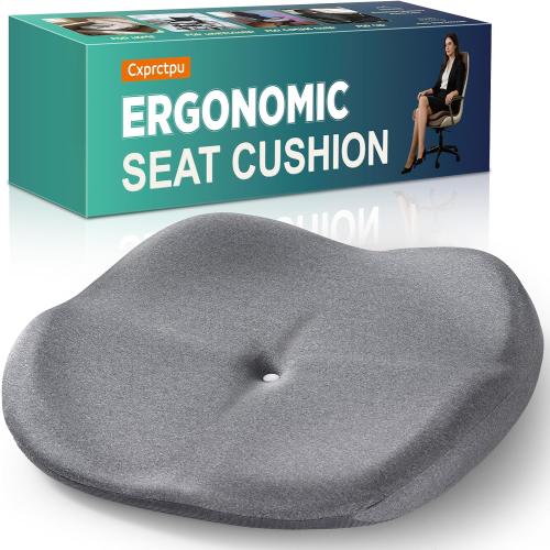 Memory Foam Seat Cushion with Pressure Relief for Office Chair, Car, Wheelchair, and Sofa, Doctor Recommended Orthopedic Cushion for Tailbone Pain, Sciatica, Hip Back Support, Non Slip, Grey