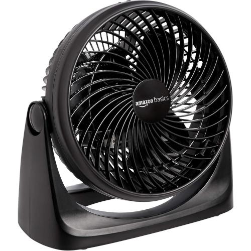Amazon Basics Air Circulator Fan, Desk Fan for Bedroom, Home and Office, With 90-Degree Tilt Head, 3 Speed Settings, Lightweight (3 LBS), 35 Watts, Black, 11.1W x 6.3D x 10.9H