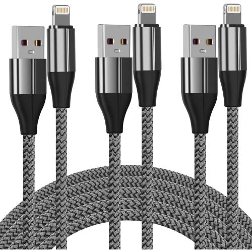 iPhone Charger Lightning Cable (3 Pack 10 Foot), [MFi Certified] 10 Feet Nylon Braided, Compatible with iPhone 14/13/12/11/Pro/X/Xs Max/XR/8 Plus /7 Plus/6/ iPad