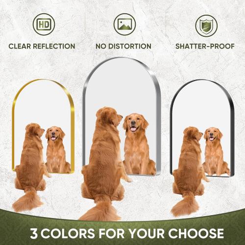 Suidia 24 x 36 Bathroom Mirror, Bathroom Vanity Mirror Metal Framed, Wall-Mounted Mirrors for Bedroom, Living Room, Entryway, Hallway, Silver, Arch Style