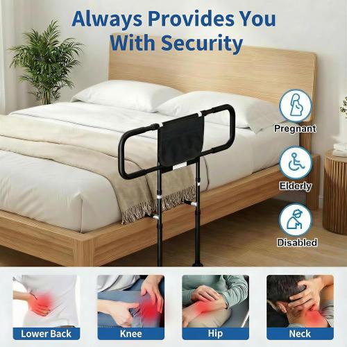 Bed Rails for Elderly Adults Safety with Motion Sensor Light, Heavy Duty Bed Rails for Seniors to Prevent Falling Out of Bed - Bed Side Rails, Height Adjustable Fits King/Queen/Twin, 400lbs Capacity
