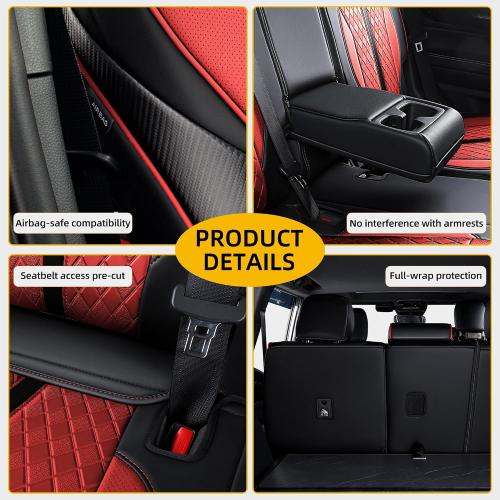 Custom Fit Seat Covers for 2025-2026 Toyota 4Runner (5-Seater), Waterproof Faux Leather Full Set, Full Coverage Protectors for SR5/TRD Off-Road/Sport/Limited/Trailhunter - Black Red