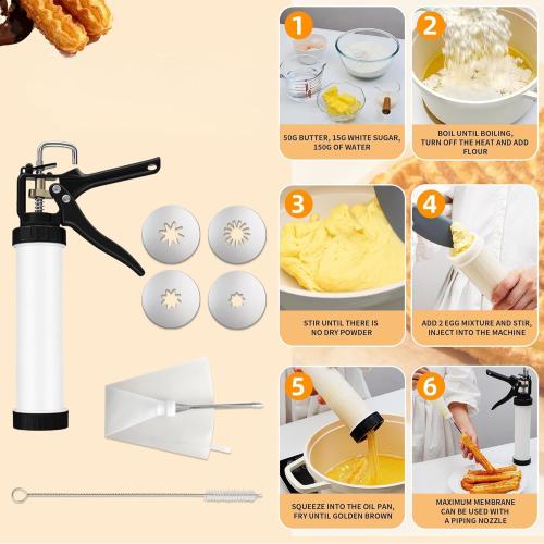 EooUooIP Churro Maker Machine Kit, Large & Durable 15 Churro Gun with Hollow Churro Disc, Maquina Para Hacer Churros, Churreras Para Churros, Churro Maker Machine, Cookie Press, Gifts for Christmas