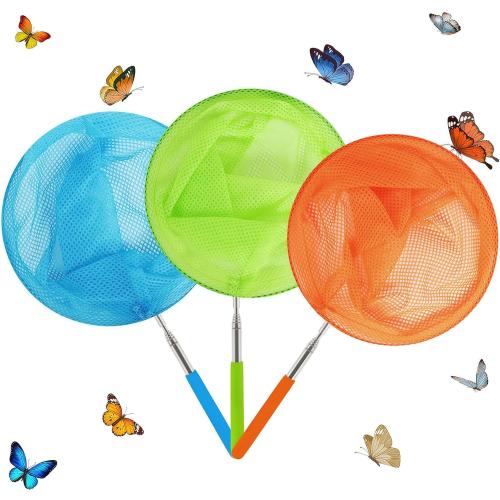 Skrtuan Kids Telescopic Butterfly Fishing Nets Great for Catching Insect Net Perfect Outdoor Tools for Catching Bugs Fish Insect Ladybird, Extendable 34 Inches and Anti Slip Grip (5 Pack)