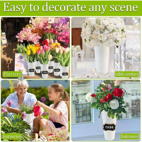 8 Pcs Galvanized Flower Bucket,Metal Vases for Flowers 10 Inch High,Flower Buckets for Flower Bar,Flower Bar Buckets Set Including Metal Flower Buckets,Liquid Chalk,Wooden Chalkboard,Hemp Rope