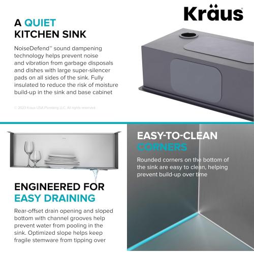 KRAUS Kore 32-Inch Undermount Workstation 16 Gauge Single Bowl Stainless Steel Kitchen Sink with Accessories, KWU110-32
