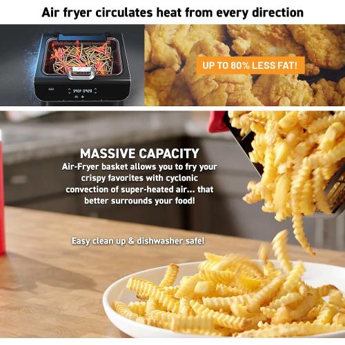 Gourmia Smokeless Indoor Grill & Air Fryer raclette grill with Smoke Extracting Technology Extra-Large Nonstick Cooking electric grill indoor Korean BBQ Style 6 Quart FoodStation™