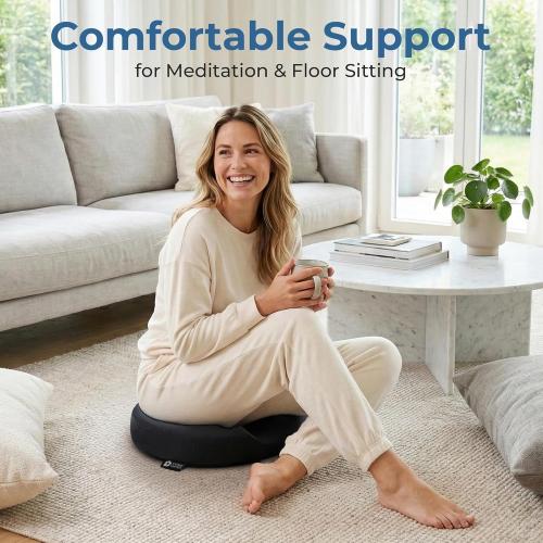 5 STARS UNITED Donut Pillow Hemorrhoid Tailbone Cushion – Large Floor Cushion for Pain Relief – Coccyx, Prostate, Sciatica, Pelvic Floor, Pressure Sores, Pregnancy, Postpartum Recovery, Black