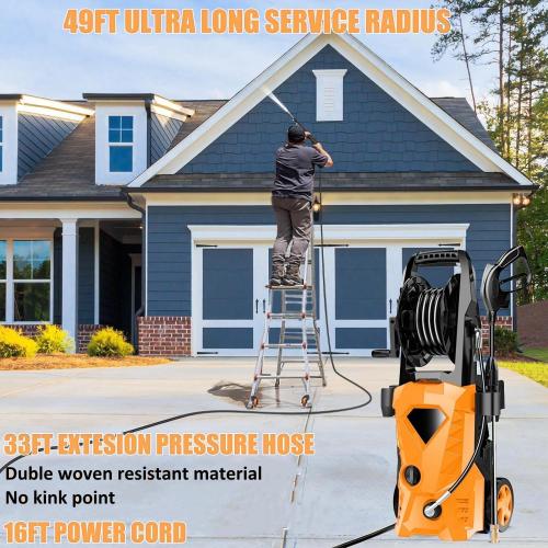 Pressure Cleaner High Power Cleaner with 4 Pressure Nozzle and Soap Bottle (Orange)